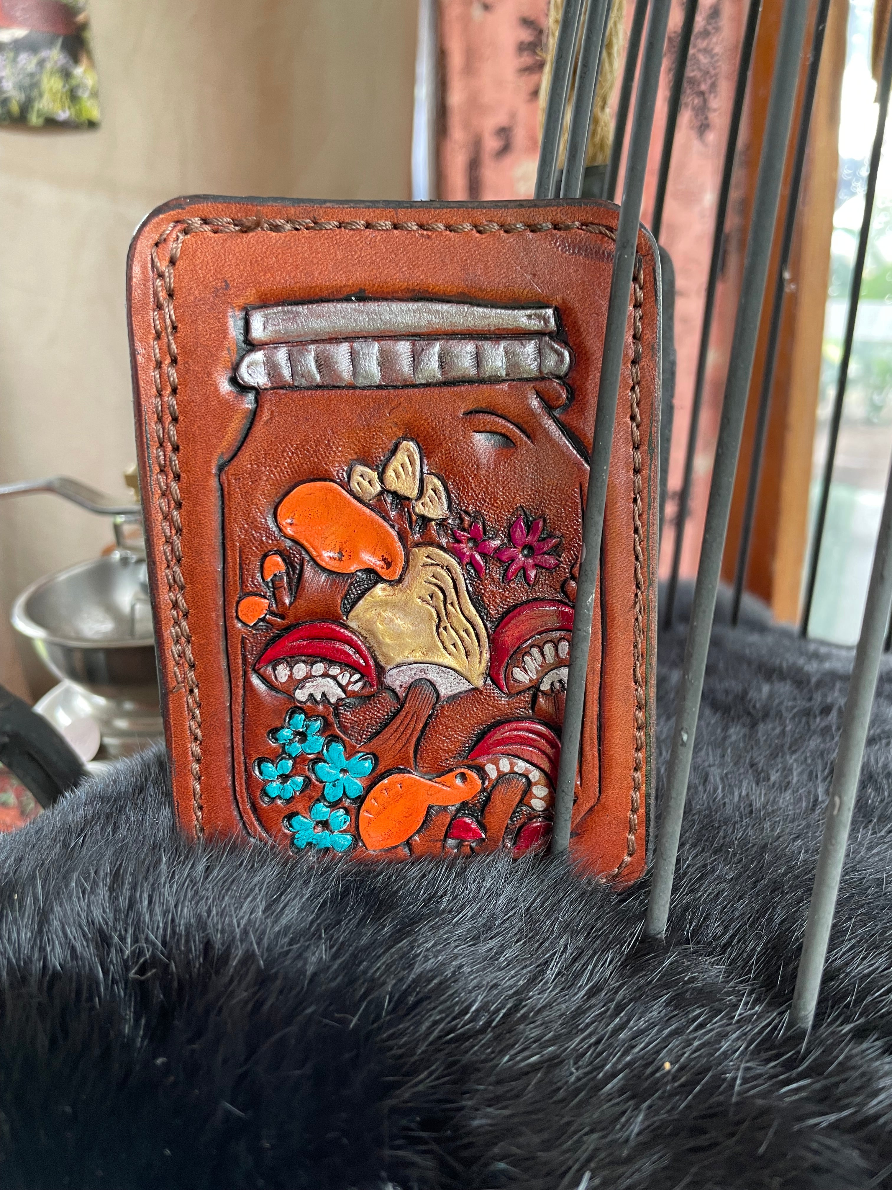 Card Wallet - Painted Mushroom Jar