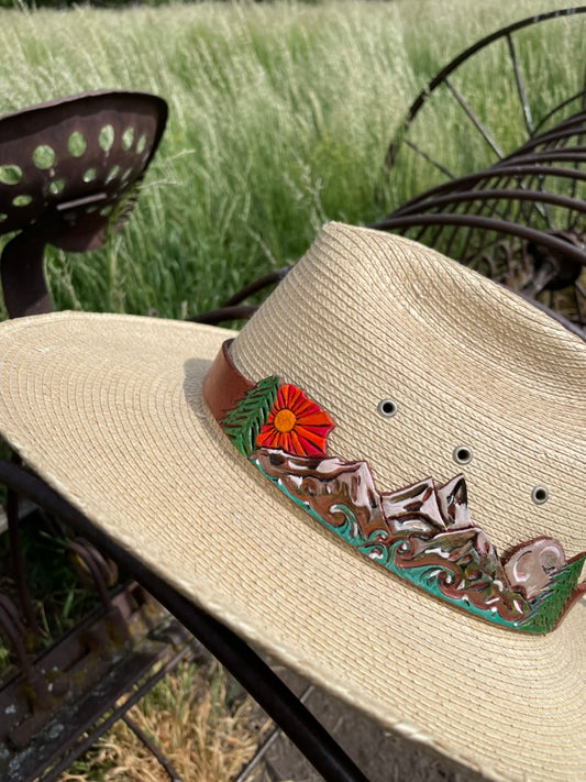 Moon, Sun, Mountains and Waves Hat Band