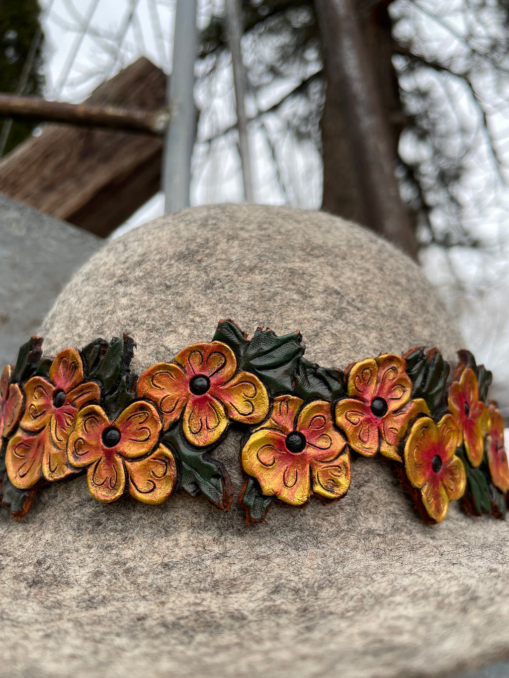 Yellow Pansy hat band￼