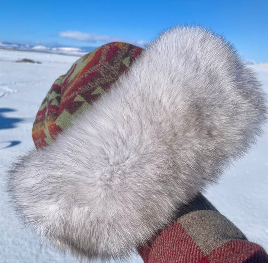 Nordic Fox Hat- Red Pendleton Wool